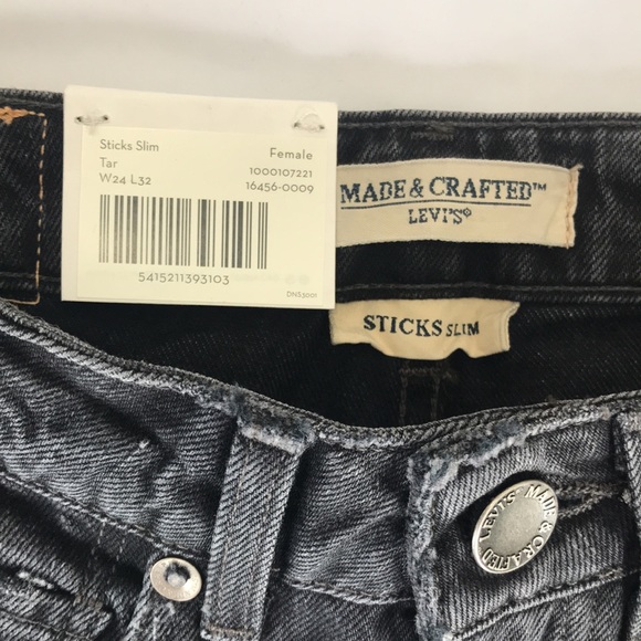 Levi’s Made & Crafted Sticks Slim Jeans in “Tar” Size 24x32 ITALY MADE NWT - Picture 2 of 12